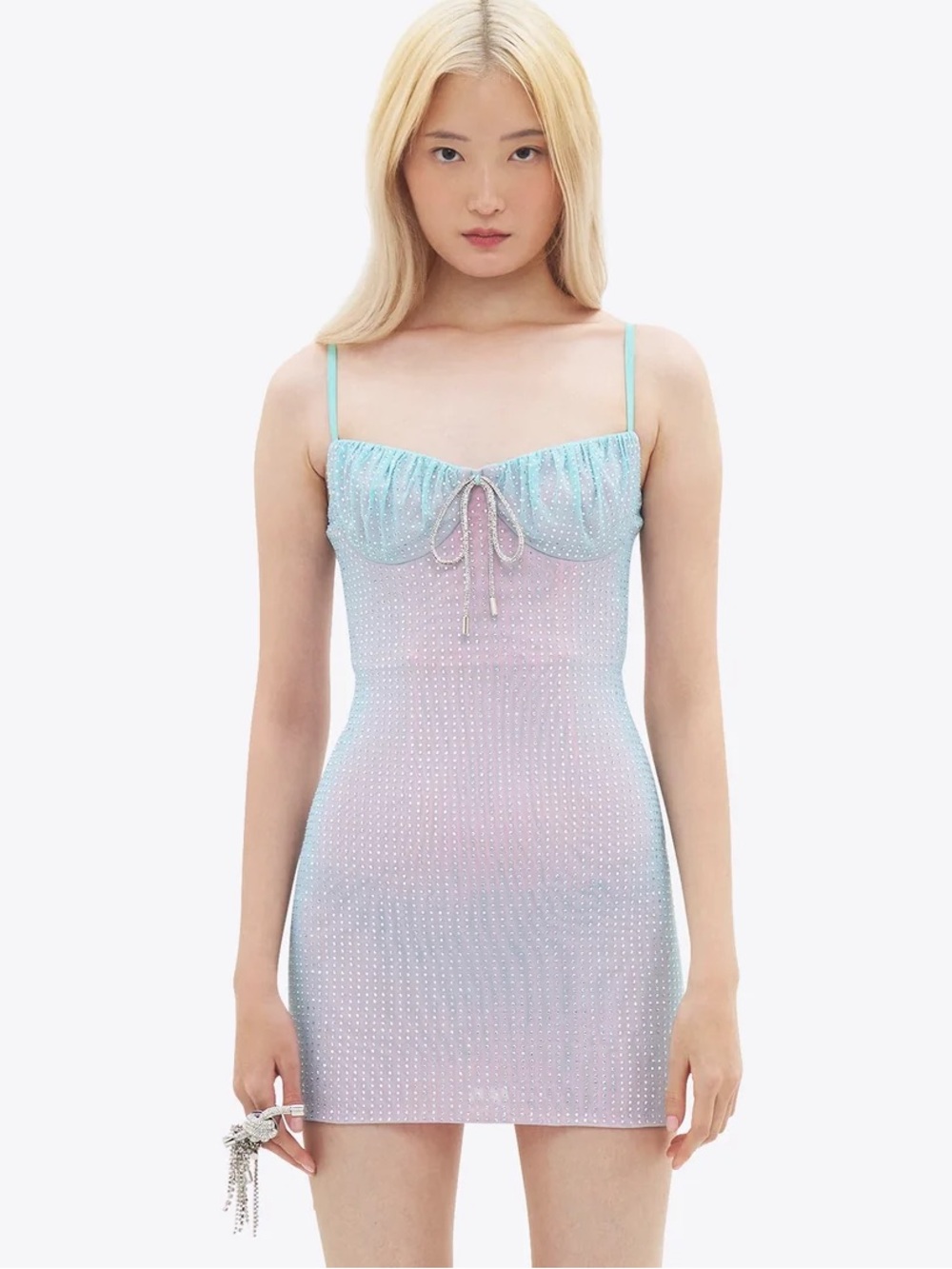 AREA - Crystal Hot Fix mini dress
